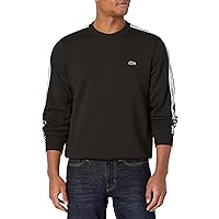 Lacoste Mens Classic Fit Logo Stripe Flannel Sweatshirt