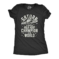 Womens Saturn Hula Hoop Champion T Shirt Funny Outer Space Saturns Rings Joke Tee for Ladies