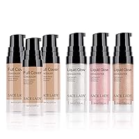 Liquid Highlighter Makeup Face Glow Shimmer and Shine Illuminator 3pcs and Full Coverage Concealer 3pcs for Dark Spots Eye Circles Waterproof Smooth Matte Flawless Finish Cosmetics