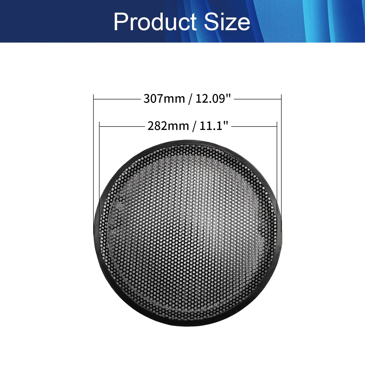Bettomshin 2Pcs 12inch /307mm Speaker Grill Mesh Decorative Circle Woofer Guard Protector Cover Audio Accessories Black