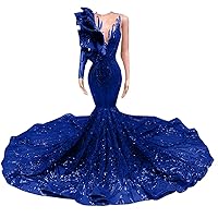Sequined Mermaid One Shoulder Prom Shower Party Dress Evening Pageant Celebrity Gown