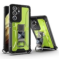 Heavy Duty Case for Samsung Galaxy S22/ S22 Plus/ S22 Ultra 5G,Military Grade Hybrid PC Case with Metal Bottle Opener Kickstand Shockproof Protection Cover,Green,s22 Plus 6.6''
