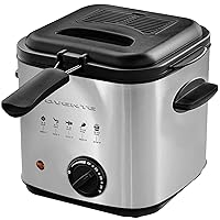 Electric Deep Fryer 1.5 Liter Capacity, Lid with Viewing Window, Removable Frying Basket, Adjustable Temperature, Cool Touch Handles and Easy to Clean Stainless Steel Body, Silver FDM1501BR