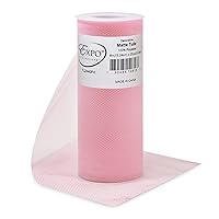 Expo International Decorative Matte Tulle, Roll/Spool of 6 Inches X 25 Yards, Polyester-Made Tulle Fabric, Matte Finish, Lightweight, Versatile, Washable, Easy-to-Use, Pink