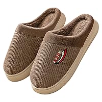 S Slippers Mens Scuff Couple Men's Autumn And Winter Plush Thick Bottom Embroidery Mens Sock Slippers with Rubber