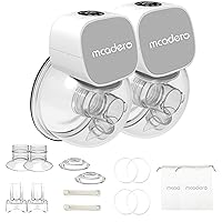 M5 Electric Breast Pump - Wearable Hands-Free Pump with LED Display - 4 Modes & 12 Levels - Portable & Wireless - Soft Double-Sealed Flange - Smart Display - 2 Pack - Elegant Gray