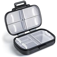 Travel Pill Organizer, Portable Pill Box with a Unique Max Capacity for 13 Fish Oils, Pocket-Size Pill Holder with Enlarged Lids Easy to Open, Moisture-Proof Pill Case for Vitamins, Supplements
