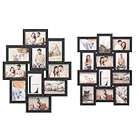 SONGMICS Collage Picture Frames for 10 Photos Bundle with Collage Picture Frames for 12 Photos, Black URPF20BK and URPF26BK