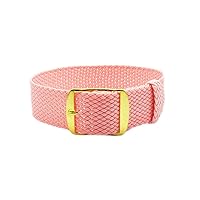 18mm Pink Perlon Braided Woven Watch Strap with Golden Buckle