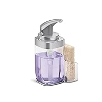 simplehuman 22 oz. Square Push Pump Soap Dispenser with Sponge Caddy, Brushed Nickel