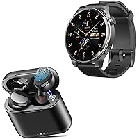 TOZO S5 Smartwatch (Answer/Make Calls) Sport Mode Fitness Watch, Black + T6 Wireless Bluetooth in-Ear Headphones Black