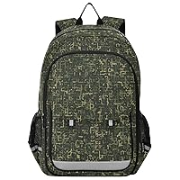 ALAZA Green Camouflage Geometric Backpack Bookbag Laptop Notebook Bag Casual Travel Daypack for Women Men Fits15.6 Laptop