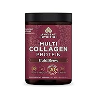 Multi Collagen Protein, Cold Brew Coffee Protein Powder with 40mg Caffeine/Serving, Hydrolyzed Collagen Peptides Supports Skin and Nails, Gut Health, 17.5 oz