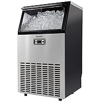 EUHOMY Commercial Ice Maker Machine - 99lbs Daily Production, 33lbs Ice Storage, Stainless Steel Freestanding & Under Counter Ice Maker, Ideal Ice Maker for Home/Bar/Restaurant/Outdoor Activities