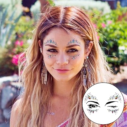 YRYM HT Face Gems, 10 Sets Mermaid Face Jewels Festival Face Gems Rhinestones Rave Eyes Body Bindi Temporary Stickers Crystal Face Stickers Decorations Fit for Festival Party（10 Sets collection）