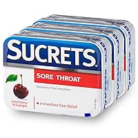 Sucrets Lozenges, Sore Throat Wild Cherry, 18 ct (Pack of 3)