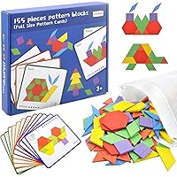 Montessori Wooden 155pcs Puzzle for Kids, Toys Puzzles for 3 Years and Older Boys Girls, Colorful Wooden Blocks Building Blocks Puzzle with Storage Box, Early Education Toys for Kids