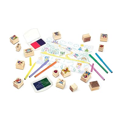 Melissa & Doug Deluxe Wooden Stamp and Coloring Set – Fairy Tale (30  Stamps, 6 Markers, 2 Durable 2-Color Pads) - Fairy Tale-Themed Stamps For  Kids