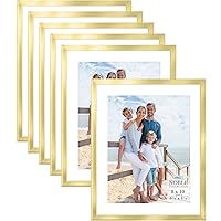 8x10 Picture Frames (Gold, 6 Pack), Modern Professional Frame Set, Noble Collection