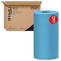 WypAll General Clean X60 Multi-Task Cleaning Cloths (35411), Small Roll, Blue, 130 Sheets / Roll, 12 Rolls / Case, 1,560 Wipes / Case, brand is Wypall