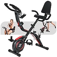 Folding Exercise Bike with Arm & Leg Band, Foldable Stationary Bike for Seniors, Recumbent Exercise Bike for Home, Pluse Sensor, Back Rest, Large Seat, 330lbs Max Weight