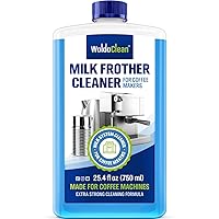 Milk Frother Cleaner 25.36 Ounce for over 40 Uses - breaks down milk protein fat and calcium build up cycles through auto frother cleans lines steam wands & steel pitchers