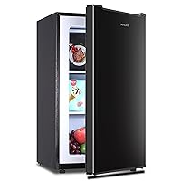 Anukis 3.0 Cu.ft Upright Freezer, Compact Mini and Small Freezers with Adjustable Temperature, Three Freeze Shelves For Home, Kitchen, Office, Black