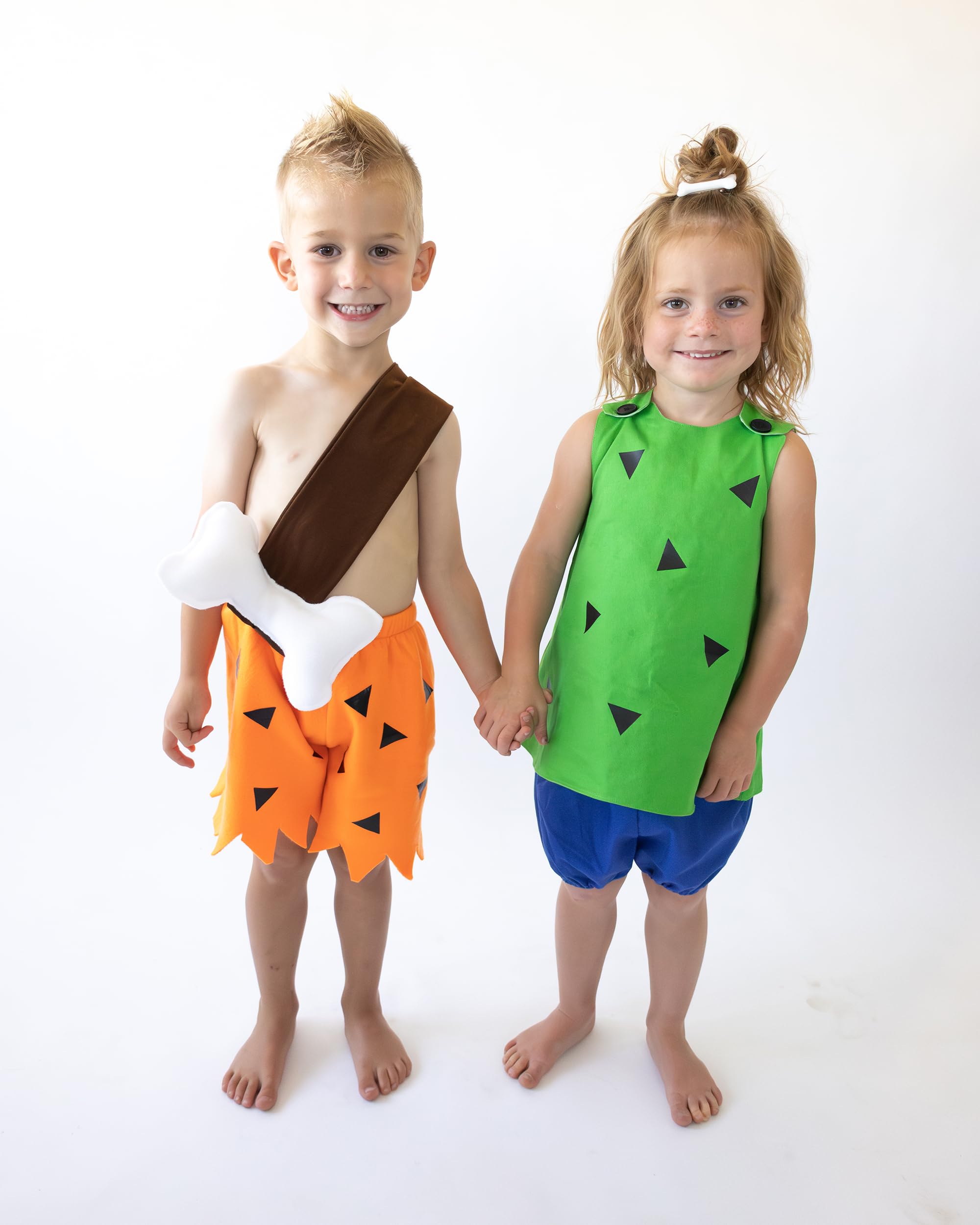 Caveman Pebbles Bam Bam Costume Outfit for Toddler Girls and Boys