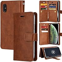 GOOSPERY Mansoor iPhone Xs (2018) iPhone X (2017) Leather Wallet Case Double Sided Card Holder [9 Card Slots, 2 Money Pockets] Protective Folio Flip Cover Case - Brown