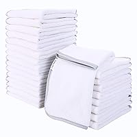 Luxuriously Soft Washcloths Set - 12 x 12 inches - 24 Pack - Quick Drying - Highly Absorbent Coral Velvet Fingertip Towel Bathroom Wash Clothes for Bath, Spa, Facial, Kitchen - White