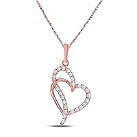 14k Rose Gold Plated Alloy 0.25 ct Round Cut Emerald Love Heart Pendant Necklace with 18'' Chain