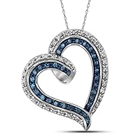 Mediterranean Blue Diamonds® 10k White Gold Lovely Looped Heart Necklace Pendant 1/5 Ctw.