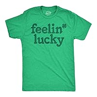 Mens Feelin Lucky T Shirt Funny St Pattys Days Parade Four Leaf Clover Tee for Guys