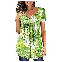 Women's Tops Plus Size Hide Belly Tunic 2024 Summer Short Sleeve T Shirts Henley Cute Tshirts Dressy Casual Blouses
