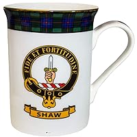 I LUV LTD China Coffee Mug Shaw Clan Crest Gold Rim Scottish Made