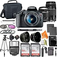 ZeeTech Canon EOS Rebel T7 DSLR Camera Bundle with f4 5.6 III Lens + 2 Pack SanDisk 64GB Memory Card + Filter Kit + Flash + Tripod, 75 300mm Lens + 18 55mm Lens with Dual Lenses (Renewed)