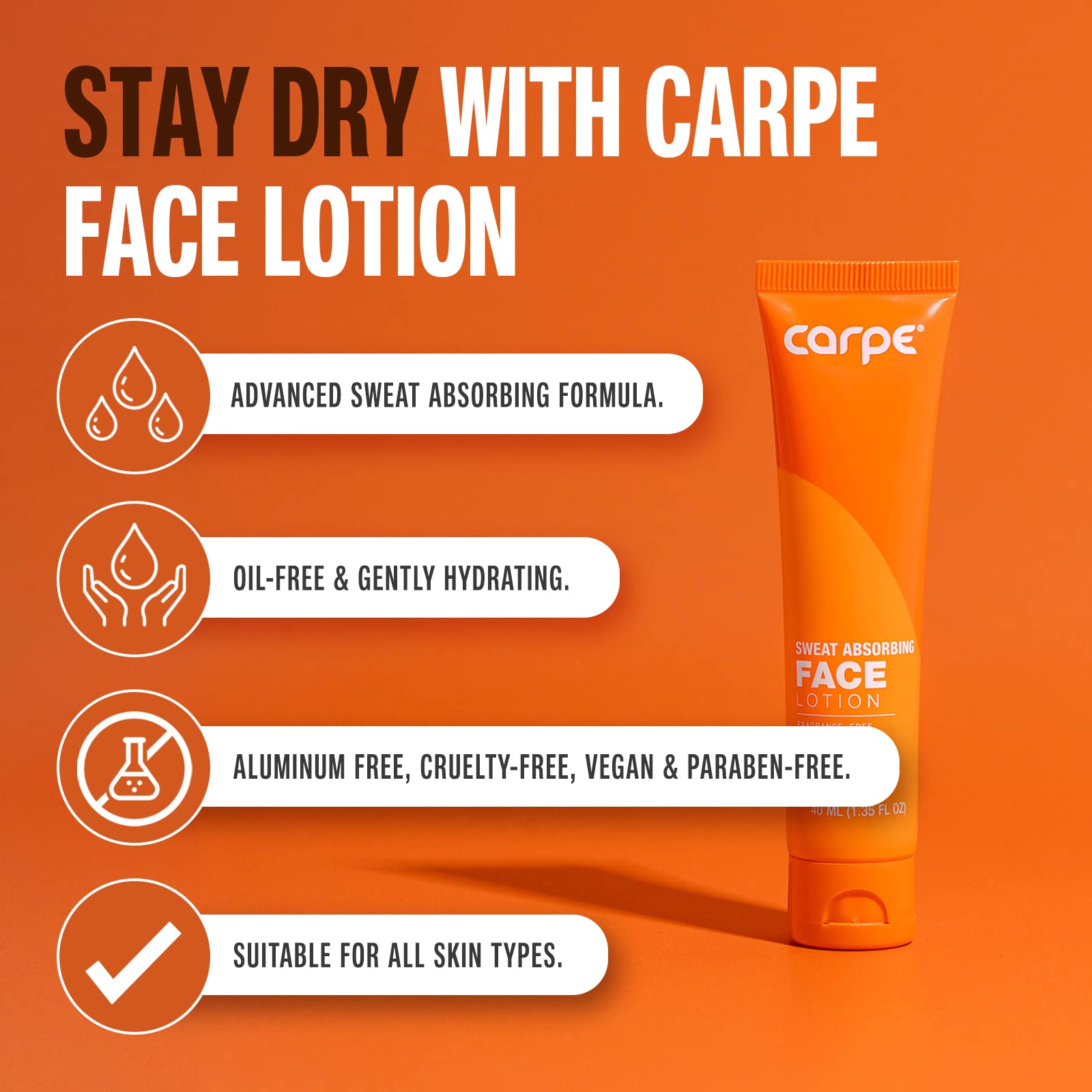 Carpe - Helps Keep Your Face, Forehead, and Scalp Dry - Sweat Absorbing Gelled Lotion - Plus Oily Face Control - With Silica Microspheres and Jojoba Esters