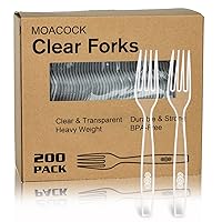 200 Count Clear Disposable Plastic Forks, Heavy Weight Disposable Forks Plastic Utensils for Parties, Picnics, Big Event, Daily Use