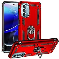 for Moto G 5G Case, Moto G 5G 2022 Phone Case with Screen Protector, [Military Grade 16ft. Drop Tested] Magnetic Ring Holder Kickstand Protective Phone Case for Motorola Moto G 5G (2022), Red