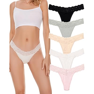VEMILOTS Lace Thongs for Women Pack Seamless Stretch No Show