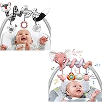 XIXILAND Black and White High Contrast Baby Toys & Car Seat Toys Newborn Toys Musical Stroller Toys, Carseat Toys for Infants 0-12 Months Baby Toys Gift for 0 3 6 9 12 Months Girls Boys