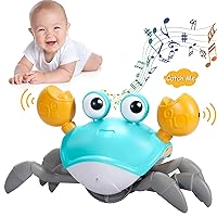 Crawling Crab Baby Toy Gifts Infant Tummy Time Toys Build in Rechargeable Battery,Baby Toys with Music and LED Light for 0-6 6-12 1-3 4+ Year Old Boys Girls Toddler（Green）
