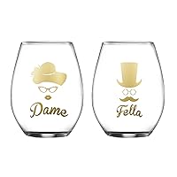 Dame/Fella Stemless Glasses (Set of 2), Clear