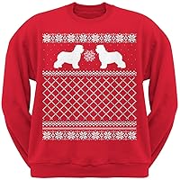 Old English Sheepdog Red Adult Ugly Christmas Sweater Crew Neck Sweatshirt