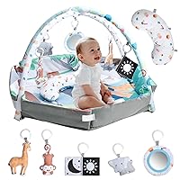 8-in-1Baby Activity Gym Play Mat, Baby Gym & Ball Pit with 5 Toys, Washable Baby Activity Play Mat for Visual, Hearing, Sensory, Motor Development, Baby Toys Gift for Toddler Infant 0-3-6-9-12 Months