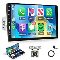 Rimoody Single Din Touchscreen Car Stereo with Apple Carplay Android Auto, 9 Inch Car Radio with Bluetooth iOS/Android Mirror Link FM/AM Radio/TF/USB/AUX Input Car Multimedia Player + Backup Camera