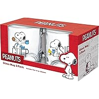 ICUP Peanuts Snoopy Gulp/Sip 2 pc 16 oz Glass Mug Set, Medium