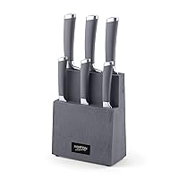 Beton 7 Piece Textured Block with Knives, one size, Taupe/Grey
