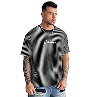 Men's T-Shirts Men Striped & Letter Graphic Tee T-Shirts for Men