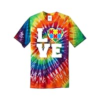 Threadrock Kids Autism Awareness Love Puzzle Heart Youth Tie Dye T-Shirt
